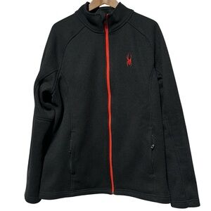 SPYDER Full Zip Sweater Jacket Black Red Logo Activewear XL